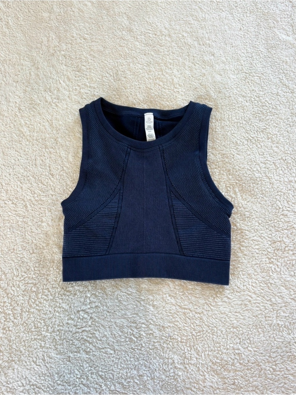 Offline by Aerie Navy Blue and Black Seamless Ribbed Tank Top